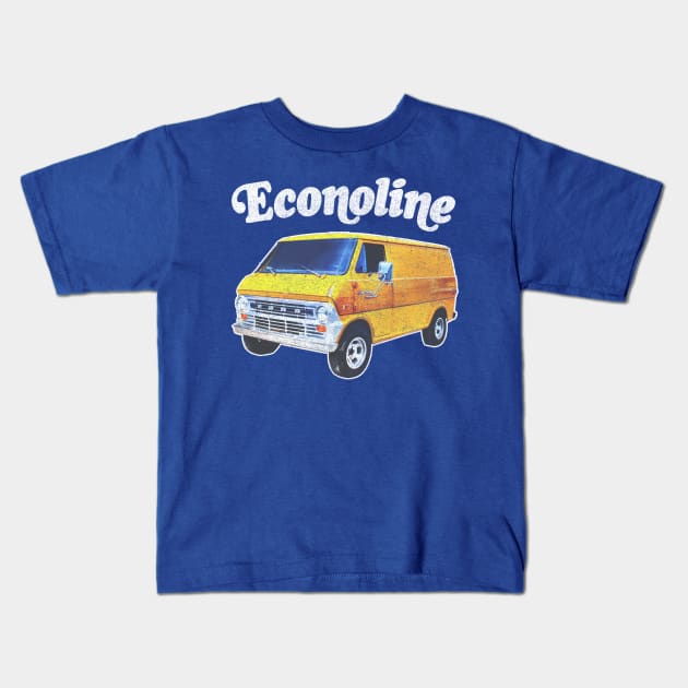 1970s Custom Econoline Van / Faded Thrift Style Retro Design Kids T-Shirt by DankFutura